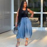 Women's Clothing Street Fashion Casual Jeans Tight Waist Straight Legs Seven-Point