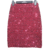 Bling Women Skirts Gold Sequin Mini Skirt OL Bodycon Pencil Skirt Short Wrap Skirt Streetwear Party Simple Spring