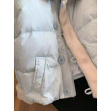 Milk Blue Splicing Short Cotton Clothes Women Wear Thick Warm Cotton Clothes Loose Thin Coat