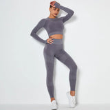 Gym Set Fitness Clothing Sportswear High Waist Women Gym Leggings Tights Padded Push-up Sports Bra 2 Pcs Sports