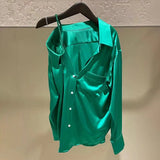 Casual Off Shoulder Shirt For Women Lapel Long Sleeve Asymmetrical Solid Button Through Blouse Female Clothing