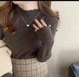 2022 Pullover Elegant Knitted Sweater Women Fashion New Jumper Bottoming Long Sleeve Knit Top Ruched Sweater Mujer
