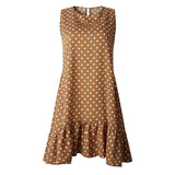 New Women Summer Dress Polka Dot Chiffon Sleeveless Beach Mini Dress Casual Blue Sundress Fashion Plus Size For