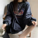 Toloer Fire Round Collar Hoodie Women Autumn 2023 New Korean Version Of The Cap Thin Coat Students Loose Clothes