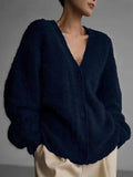 Women's Imitation Sting Cardigan Women Lazy Wind Loose Sweater Soft Long-Sleeved Knitted