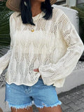 New Beach Hooded Solid Color Hollow Knitted Long-Sleeved