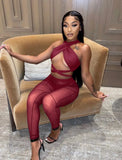 Sexy Bandage Crop Top And Pant 2 Piece