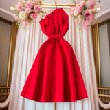 Party Dress Dress Women's Summer French Collared Shoulder Bubble Sleeve High Waist Fork Banquet