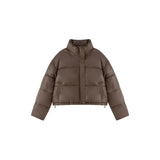 Maillard Wears Down Cotton Jacket Female 2024 New Short PU Leather Winter Coat Small Padded Clothes Padded Jacket Female-Outfit
