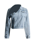 Toloer 2024 New Retro Wash Do Old Off-The-Shoulder Design Sense Denim Jacket Female Niche Design Sense Jacket-Outfit