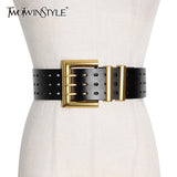 Hollow Out Solid Cowskin Belt For Women PU Leather Casual Korean Belts Female Fashion Accessories 2022 Autumn