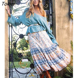 2023 Summer Skirt Women Paisley Floral Print Skirts Casual Vintage A-Line Beach Skirt saia Jupe Femme faldas Midi
