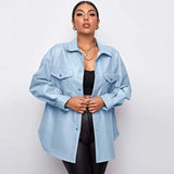 Toloer Winter And Fall New PU Leather Women's Shirt Fashion Women's Coat-Outfit