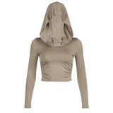 Crop Tops for Women Grunge Clothes Solid Color Slim Fit Long Sleeve T Shirt y2k Clothing 2000s Aesthetic Tees
