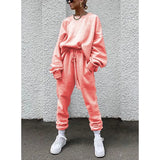 2025 Women's New Ebay Burst Pure Color Long-Sleeved Trousers Loose Casual Suit