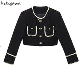 Temperament Outfits Fashion 2 Piece Sets Women Cropped Jackets High Waist Pleated Mini Skirt Suit Korean Elegant Set Y2k