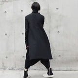 Black Winter Clothing For Women High Neck Long Sleeve Loose Asymmetrical Solid Casual Coats Female Korean Fashion