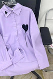 Blouse for Female 2023 Heart Embroidery Casual Korean Fashion Oversize Shirt Loose Femme Womens Tops Tassel Chic