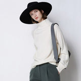 DY 2021 New Autumn Winter Girl's Clothes Women High-Collar Thickened Pullover Loose Sweater Large Size Knitted Wool