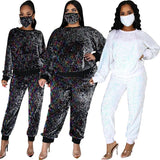 Plus Size S-5XL Clothing For Women Two Piece Set Sequins Birthday Outfit Joggers Tracksuit Wholesale Dropshipping