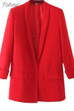 MODA Women Fashion Front Button Office Wear Blazer Coat Vintage Long Sleeve Flap Pockets Female Outerwear Chic Vestes