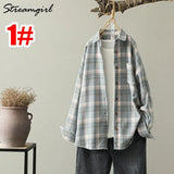 Women's Plaid Woolen Shirt Oversize Autumn 2022 Thick Warm Plaid Blouses And Shirts Winter Oversized Women Woolen Shirt