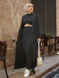 Dress New Season Autumn Winter 2 Piece Hijab Knitwear Suit Islamic Muslim Clothing Long Cardigan Model Made in