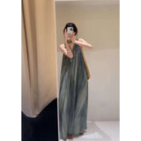 Cool Temperament V-Neck Dyed Hanging Neck Dress Loose Thin Sleeveless Sleeveless Sling