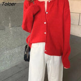Sweaters Women Tops Winter Single Breasted O-neck Korean Style Solid Simple Elegant High Quality Leisure Soft