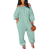 Size S-4xl Jumpsuit Women Elegance Wholesale Off Shoulder Solid Casual Sweet Loose Overalls One Piece Outfits