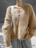 Hot Spring And Autumn Imitation Sting Cardigan Women Lazy Wind Loose Sweater Jacket Soft Long-Sleeved Knitted