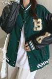 Baseball Jacket Women Harajuku Bone Letter Varsity Bomber Jackets Hip Hop Streetwear Unisex Men College Leahter