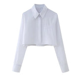 Women's Long-Sleeved Pocket Dress Short Shirt