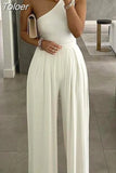 Suit Women Summer Sexy One Shoulder Print Loose Wide Leg Jumpsuits Elegant Office Lady Party Jumpersuit Women