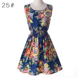 Sexy Womens Dresses Slim Sleeveless Floral Plrint Women Summer Dress Lady Chiffon Dresses Vestidos