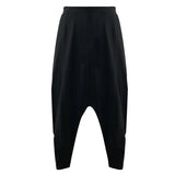 2022 New Spring Fashion Tide Black High Waist Elastic Pockets Patchwork Casual Woman Full Length Harem Pants