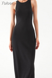 Dresses for Women O-neck Sleeveless Knitted Robe Vestido Feminino Temperament Bodycon Maxi Dress 2023 Vestidos De
