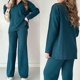 2025 New Solid Fashion Collar Loose Leisure Knitting Two Sets Of