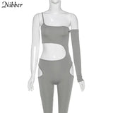 sexy hollow out sling jumpsuits women Solid color basic club party black playsuits summer fashion stretch jumpsuit