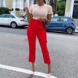 2025 New Elegant OL Professional Trousers Thin Small Foot Pants African High-Waisted Casual