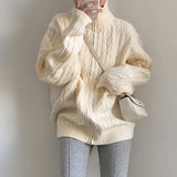 Vintage Half Zip Up Cable Knit Sweater-Outfit