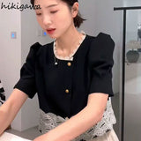 Blouse Women O-neck Lace Puff Sleeve Tops Female 2023 Blusas Mujer De Moda Temperament Blouses Vintage Crop Shirt