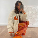 Y2k Green Print Fashion Baseball Bomber Coat 2021 Autumn Winter Oversized Patchwork Jacket Varsity Women Casual