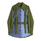 Straight Shirt For Women Lapel Long Sleeve Patchwork Colorblock Striped Blouses Female Clothing Fashion New