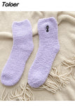 Embroidery CAT Deer Thickening Women Cotton Lovely Plush Keep Warm Sleep Ladies Funny Cute Socks Hosiery Winter