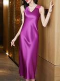 Women's Summer Dress 2022 Fashion Sexy V-Neck Lace Shoulder Strap Solid Color Faux Acetate Woman Dress Sling Evening