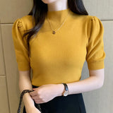 High Collar Tank Top Women Knitwear 2022 New Spring Bottoming Shirt Casual Short Sleeve Solid Summer Thin Knit Vest