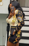 Print Retro Blouse and Matching Short