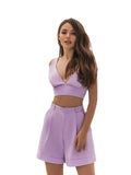New Spring Summer Women's Suit Solid Color Two-piece Sexy Slim Tube Top High Waist Shorts 2 Piece Set Shorts and