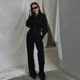 Autumn New Women's Pure Color Repair Body Coat High Waist Straight Trousers Two